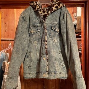 Leopard lined jean jacket
